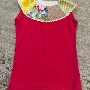 Persnickety  Sleeveless Top with Floral Collar